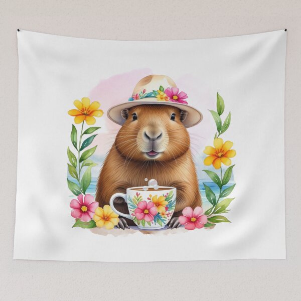 Item preview, Watercolor Capybara With Coffee designed and sold by Claustronautas.