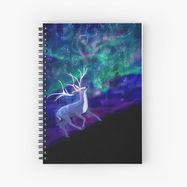Aurora Borealis Reindeer's Celestial Journey Spiral Notebook