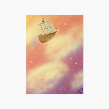 Magical Ship Flying in Space Art Board Print