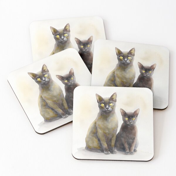 Item preview, Charley & Poppy | Burmese Cat Watercolor Portrait designed and sold by Michael van der Hoorn.