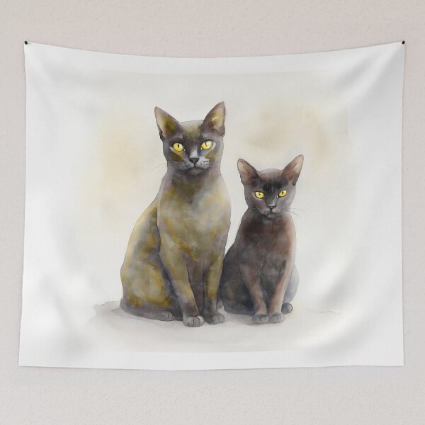 Item preview, Charley & Poppy | Burmese Cat Watercolor Portrait designed and sold by Michael van der Hoorn.