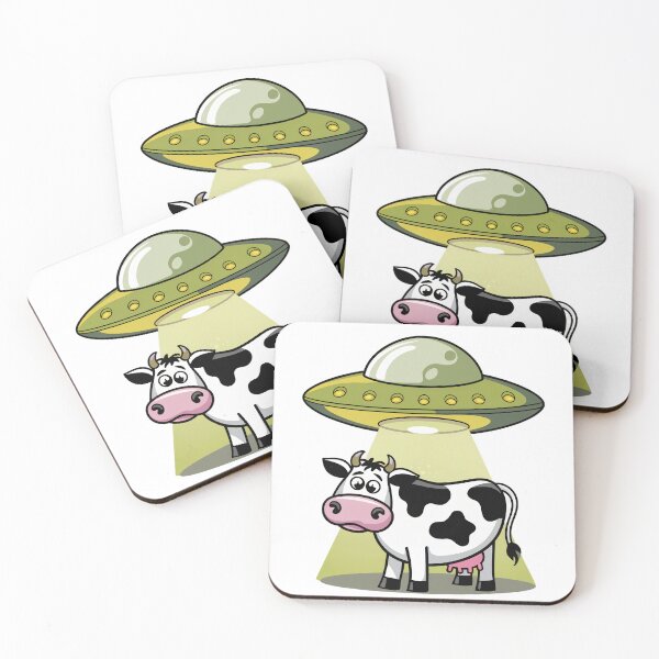 Item preview, Funny UFO Cow Abduction - Alien Spaceship Beaming Up Cartoon Cow designed and sold by Trend Pixel Co..
