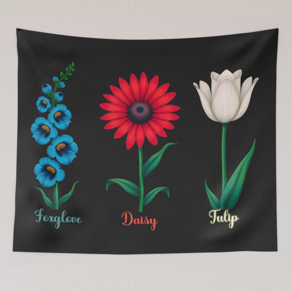 Item preview,  Foxglove, Daisy, And Tulip  Elegant Floral Nature Art For Flower Lovers designed and sold by elynne9.