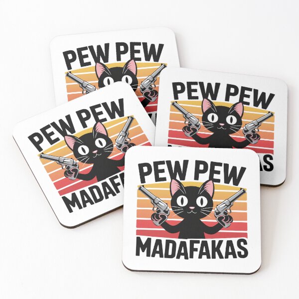 Item preview, Pew Pew Madafakas - Funny Black Cat Retro Meme Art designed and sold by Trend Pixel Co..