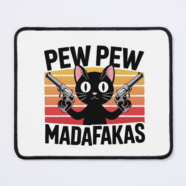 Item preview, Pew Pew Madafakas - Funny Black Cat Retro Meme Art designed and sold by Trend Pixel Co..