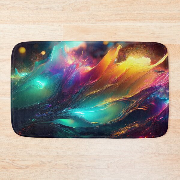 Item preview, Abstract oil painting with textured effect, fluid design, rainbow bokeh design in vibrant rainbow colors, oil paint daubs and brushstrokes  designed and sold by navitalidesign.