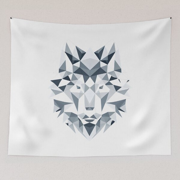 Item preview, Geometric Wolf Head | Modern Monochrome Design   designed and sold by ArteAnimal2020.