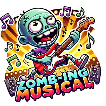 Vorschaubild zum Design Zomb-ing Musical – Rocking Zombie Guitarist Sticker & Apparel von The Killer's Palette