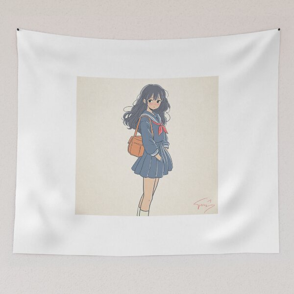 Item preview, Retro Anime Schoolgirl – Long-Haired Student in Classic Uniform designed and sold by AirForceTuan.