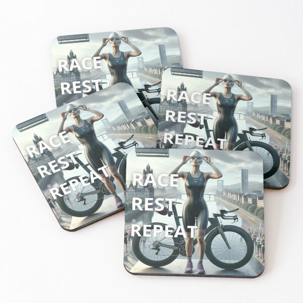 Item preview, Race. Rest. Repeat. – Triathlon Motivational Design. designed and sold by Triathlongram.