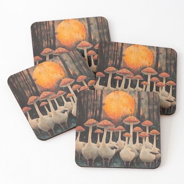 Item preview, Geese, mushrooms, and a splash of cottagecore fantasy designed and sold by SporeandCanvas.