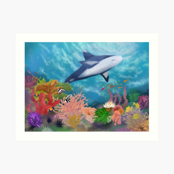 Shark in a Coral Reef Art Print