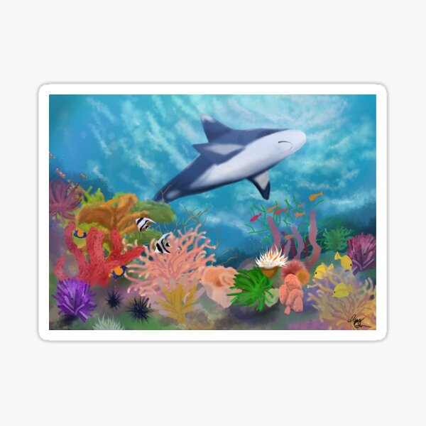Shark in a Coral Reef Sticker