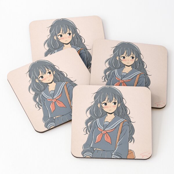 Item preview, Nostalgic Japanese Schoolgirl – Retro Anime Style with Long Hair designed and sold by AirForceTuan.