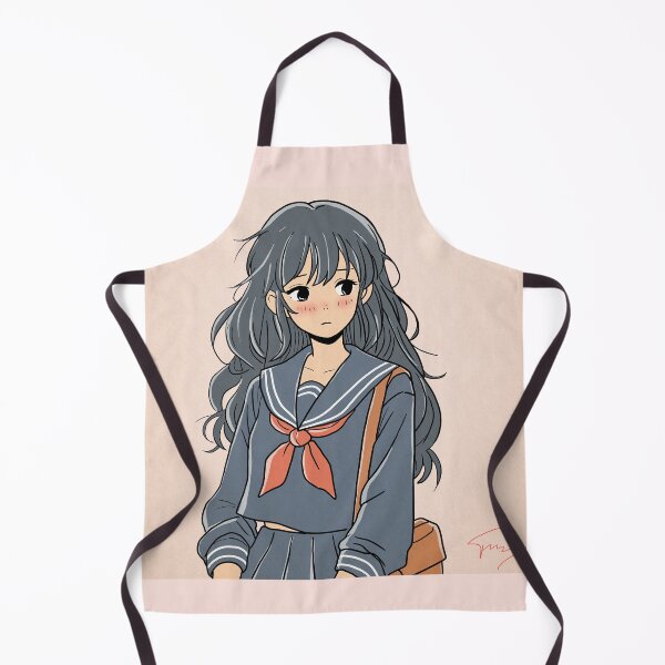 Item preview, Nostalgic Japanese Schoolgirl – Retro Anime Style with Long Hair designed and sold by AirForceTuan.