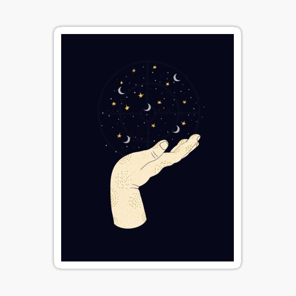 Celestial hand, moon and stars Sticker