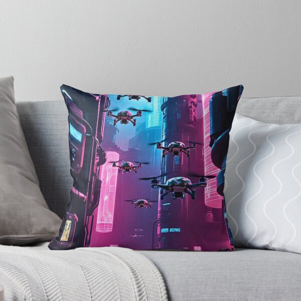 Item preview, Cyberpunk Dystopian Cityscape Drones Neon Scene designed and sold by CamouflageLab.