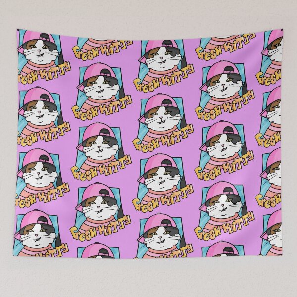 Item preview, Fresh Kitty Calico Cat High Quality Art Prince Bel-Air Neon Backwards Hat Nostalgic 90s Will Alfonso designed and sold by familiarsadie.