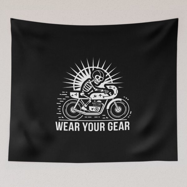 Item preview, Skeleton Riding a Motorcycle with Wear Your Gear Message designed and sold by love3617.