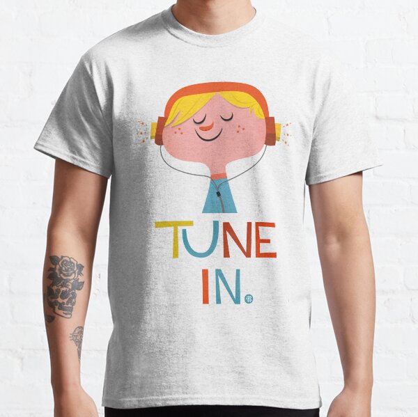 Tune In - Boy listening to music on headphones Retro Design Classic T-Shirt