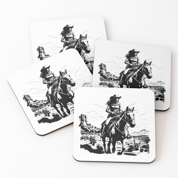 Item preview, Cowgirl Rancher Mojave Desert Horses Wild Western Woman designed and sold by inkoutninja.