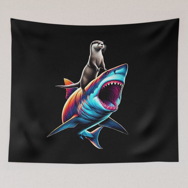 Item preview, Funny Otter Riding Shark Otter Lover designed and sold by Kimberley King Art  King Art.