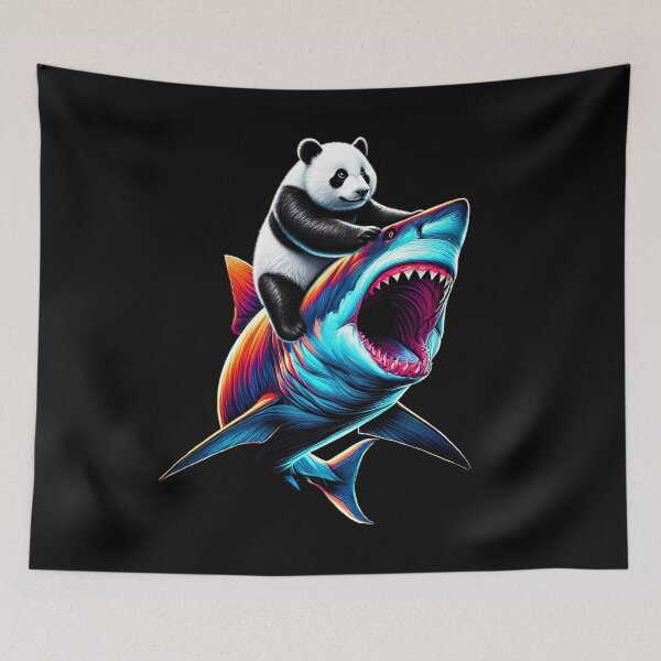 Item preview, Funny Panda Riding Shark Panda Lover designed and sold by Kimberley King Art  King Art.