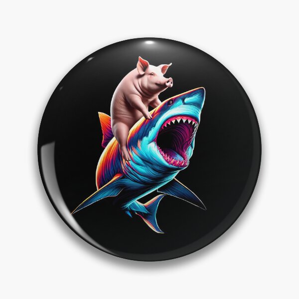 Item preview, Funny Pig Riding Shark Pig Lover designed and sold by Kimberley King Art  King Art.