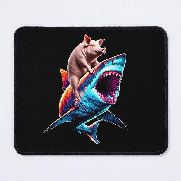 Item preview, Funny Pig Riding Shark Pig Lover designed and sold by Kimberley King Art  King Art.