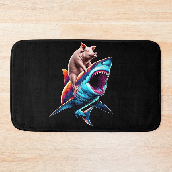 Item preview, Funny Pig Riding Shark Pig Lover designed and sold by Kimberley King Art  King Art.