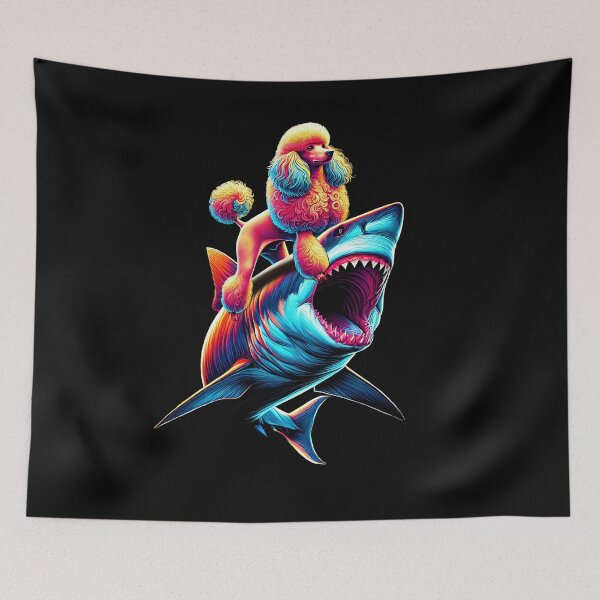 Item preview, Funny Poodle Riding Shark Poodle Lover designed and sold by Kimberley King Art  King Art.