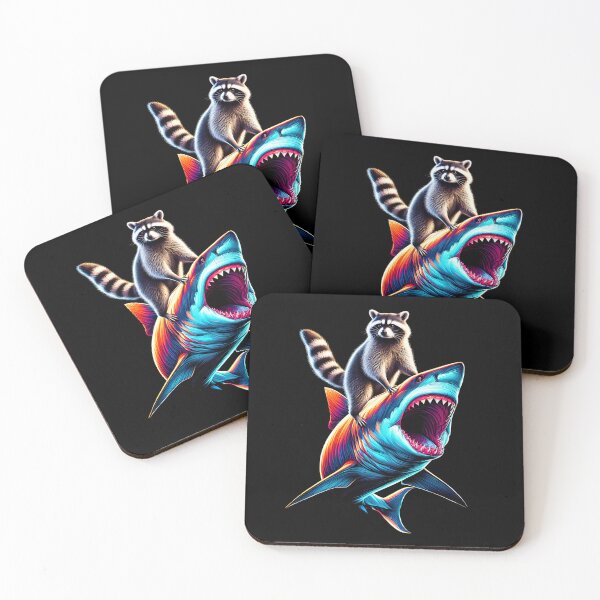 Item preview, Funny Raccoon Riding Shark Lover designed and sold by Kimberley King Art  King Art.