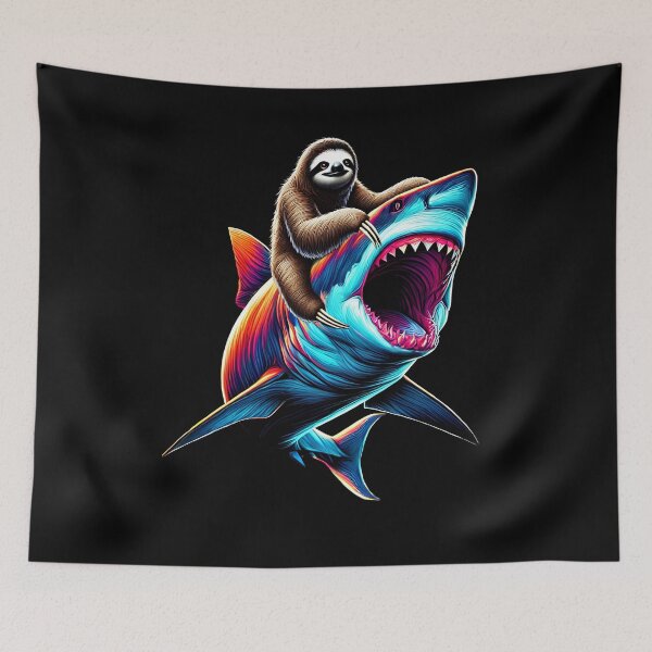 Item preview, Funny Sloth Riding Shark Sloth Lover designed and sold by Kimberley King Art  King Art.
