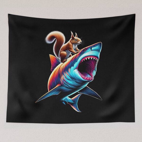 Item preview, Funny Squirrel Riding Shark Squirrel Lover designed and sold by Kimberley King Art  King Art.