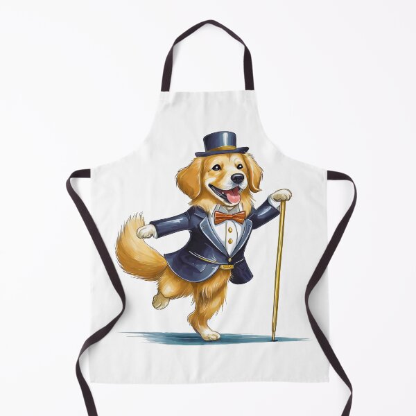 Item preview, happy tap dancing golden retriever dog wearing hat and tuxedo designed and sold by planetgolden.