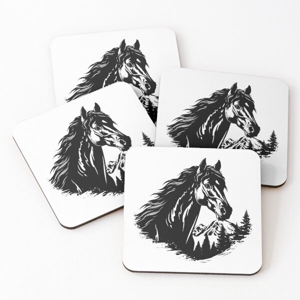 Item preview, Horse Head Farm Ranch Rustic Trees Arabian Stallion Mare Mountain designed and sold by inkoutninja.