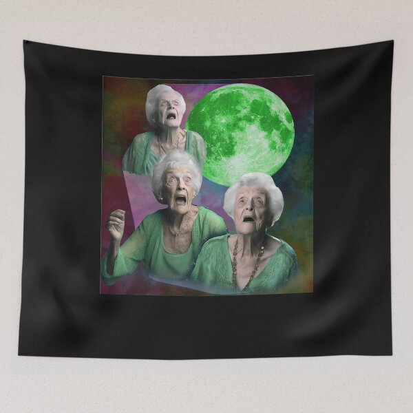 Item preview, Old Ladys Howling Moon 3 Head Funny Weird Cursed Men Women designed and sold by MOHAMED FRASER.