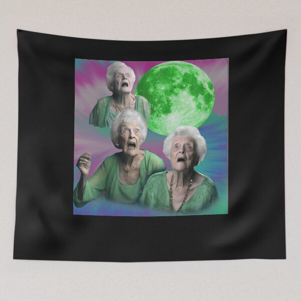 Item preview, Old Ladys Howling Moon 3 Head Funny Weird Cursed  designed and sold by MOHAMED FRASER.