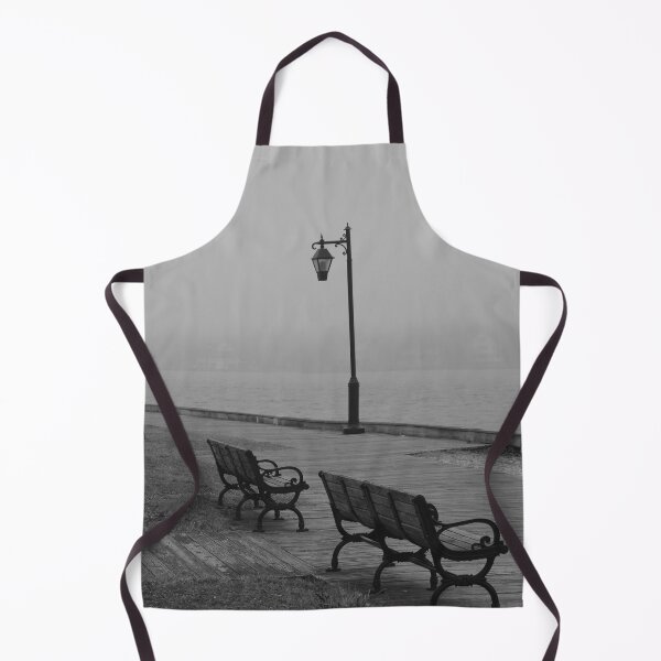 Item preview, The elegant lamp post and the benches on a foggy Toms River Boardwalk designed and sold by BradKnorrArt.