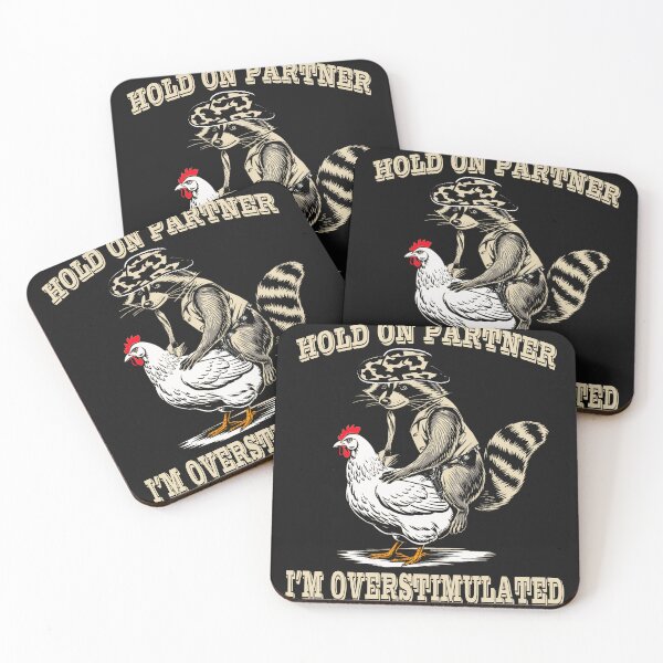 Item preview, Racoon Cowboys Raccoon Funny Hold On Partner I'm Overstimulated Men designed and sold by MOHAMED FRASER.