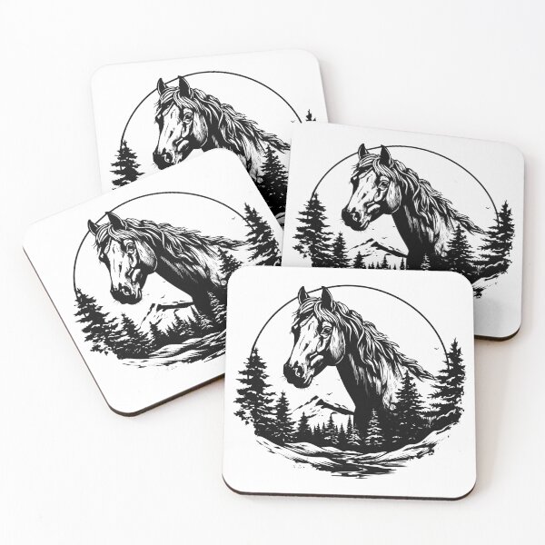 Item preview, Horse Head Farm Ranch Rustic Trees Arabian Stallion Mare Mountain designed and sold by inkoutninja.