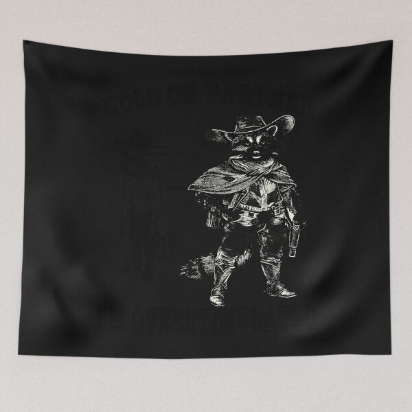 Item preview, 2 Racoon Funny Cowboys Raccoon Hold On Partner I'm Overstimulated Men designed and sold by MOHAMED FRASER.