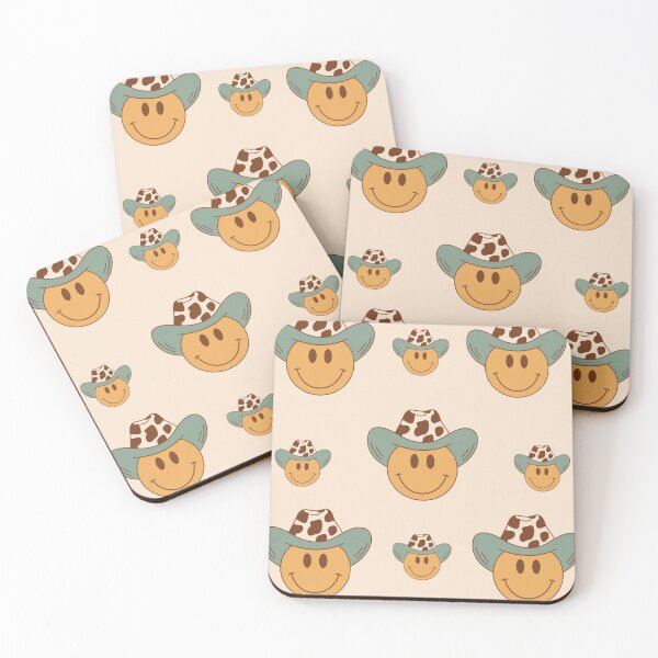 Item preview, Smiley Face Cowboy Cow Print teal Hat  designed and sold by RaddyMae.