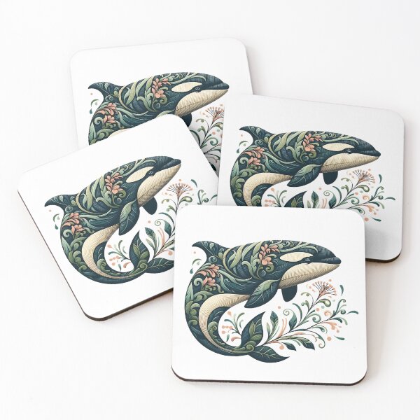 Item preview, Killer Whale Botanical Nature Art Illustration designed and sold by BirdsnStuff.