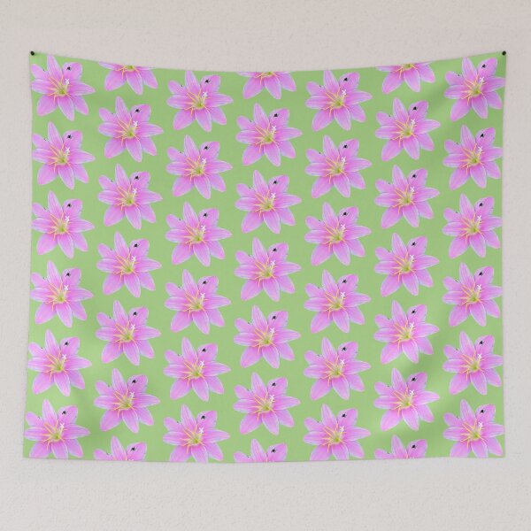 Item preview, Pink Rain Lily, green background  designed and sold by Josephine Ethereal.