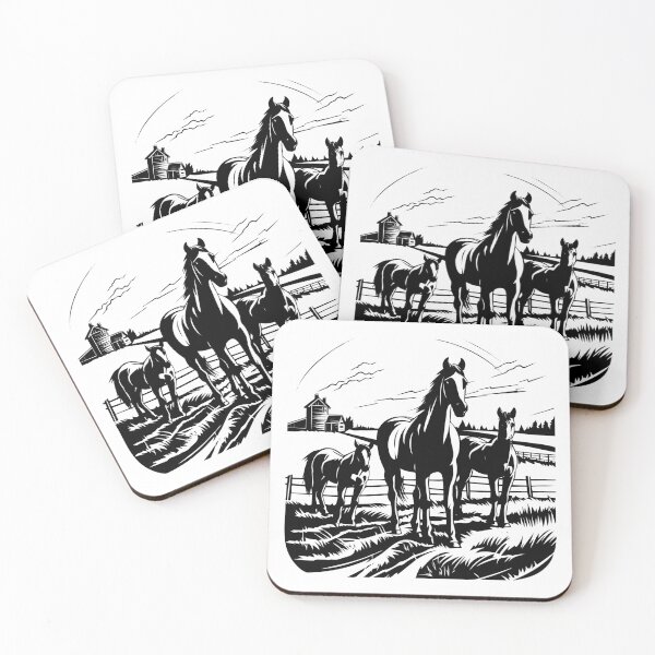 Item preview, Horse Farm Ranch Rural Stable Equestrian Countryside Paddock Land designed and sold by inkoutninja.