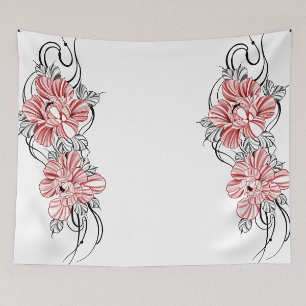 Item preview, Red flowers and suminagashi designed and sold by 7Delamancha.