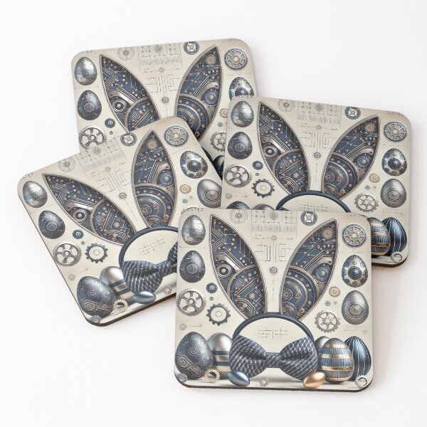 Item preview, Futuristic Easter Bunny & Engineering Blueprint Art designed and sold by Baharaby.