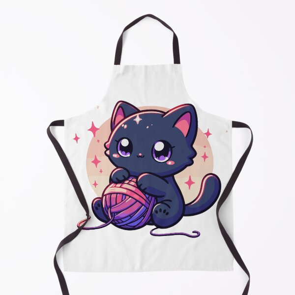 Item preview, Cat and knitting kawaii cat with yarn ball designed and sold by BarryWhitt.