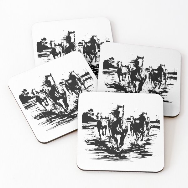 Item preview, Horses Herd Run Gallop Arabian Mustang Lake Scene designed and sold by inkoutninja.